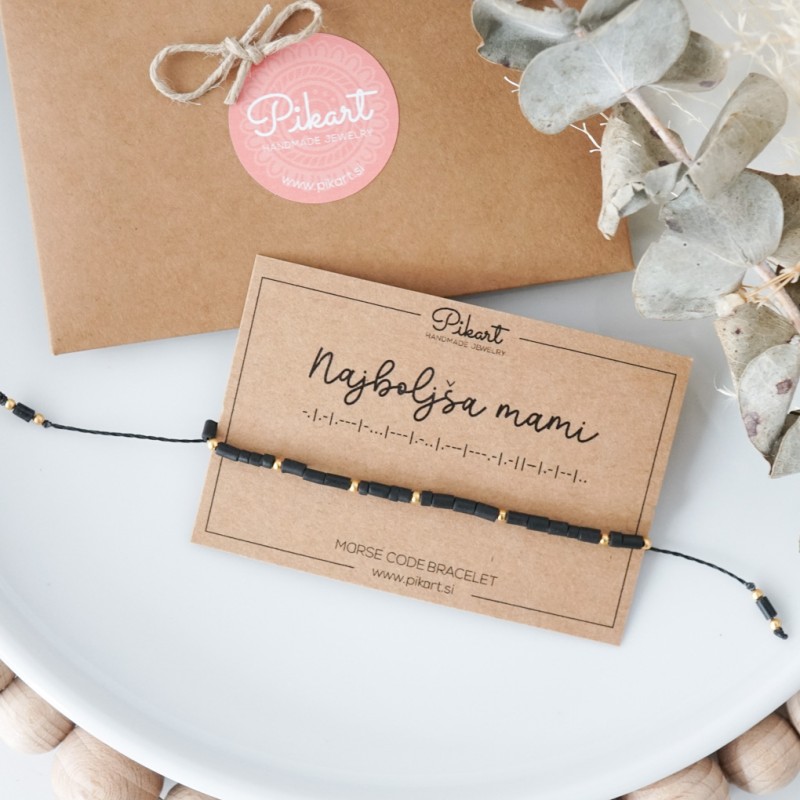 Darilo za mamo - zapestnica z napisom v Morsejevi abecedi