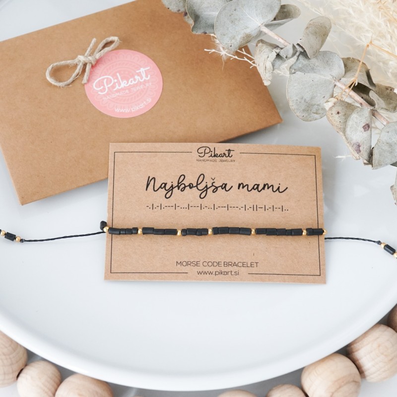 Darilo za mamo - zapestnica z napisom v Morsejevi abecedi
