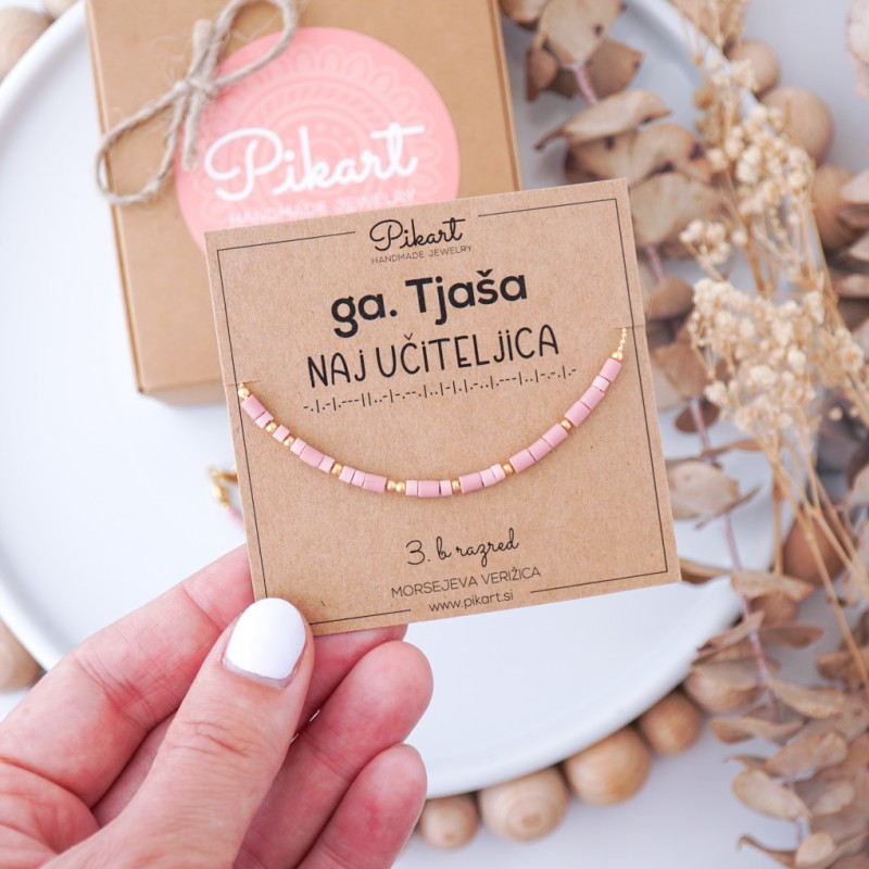 Personalizirano darilo za učiteljico - Morsejeva verižica z napisom NAJ UČITELJICA