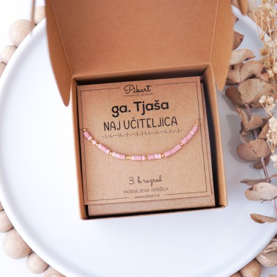 Personalizirano darilo za učiteljico - Morsejeva verižica z napisom NAJ UČITELJICA