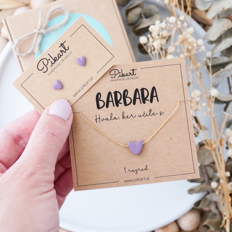 Personalizirano darilo za učiteljico - verižica s srčkom