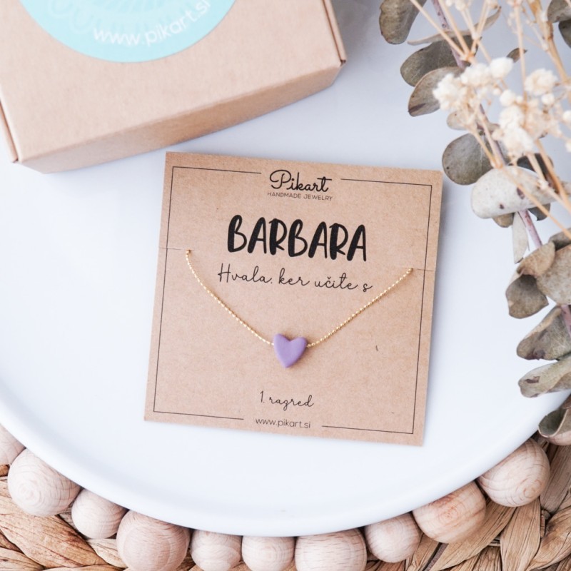 Personalizirano darilo za učiteljico - verižica s srčkom