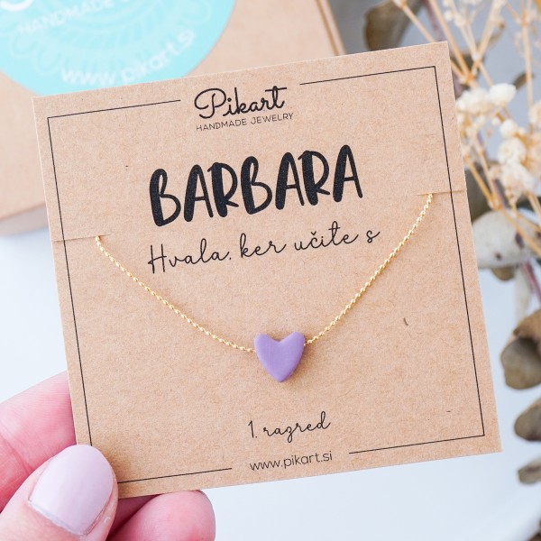 Personalizirano darilo za učiteljico - verižica s srčkom