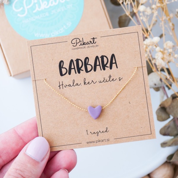 Personalizirano darilo za učiteljico - verižica s srčkom