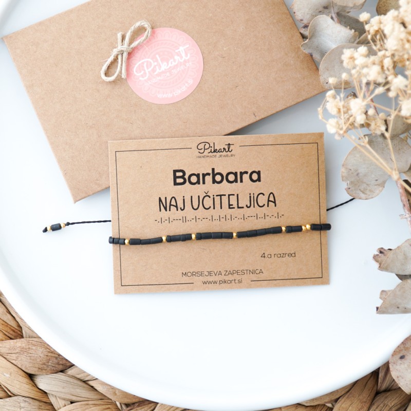 Uniktno darilo za učiteljico - Morsejeva zapestnica z napisom NAJ UČITELJICA