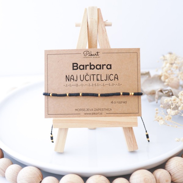 Uniktno darilo za učiteljico - Morsejeva zapestnica z napisom NAJ UČITELJICA