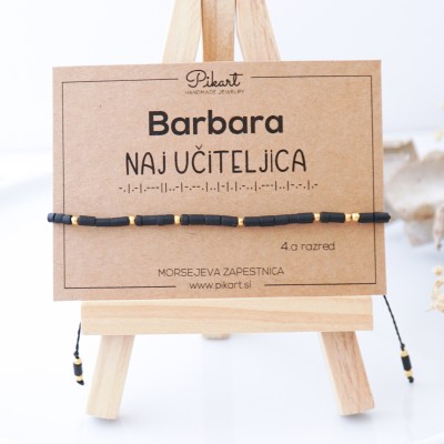 Uniktno darilo za učiteljico - Morsejeva zapestnica z napisom NAJ UČITELJICA