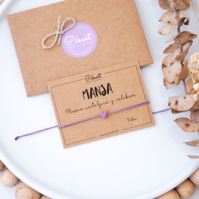 Darilo za plesno učiteljico - personalizirana zapestnica s srčkom