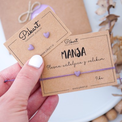 Darilo za plesno učiteljico - personalizirana zapestnica s srčkom