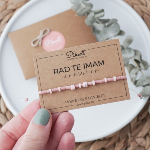 Darilo za punco - zapestnica z napisom RAD TE IMAM