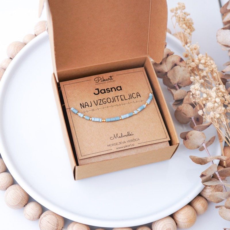 Personalizirano darilo za vzgojiteljico - Morsejeva verižica z napisom NAJ VZGOJITELJICA