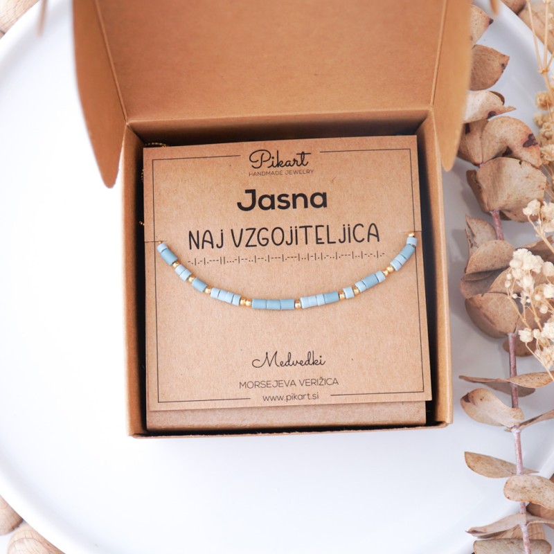 Personalizirano darilo za vzgojiteljico - Morsejeva verižica z napisom NAJ VZGOJITELJICA