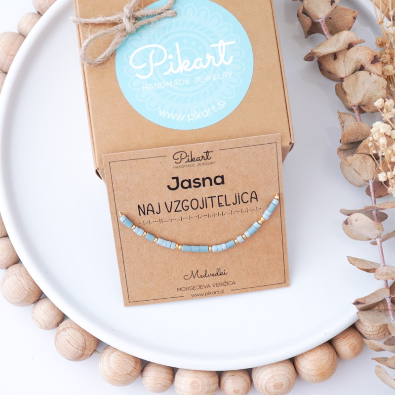 Personalizirano darilo za vzgojiteljico - Morsejeva verižica z napisom NAJ VZGOJITELJICA