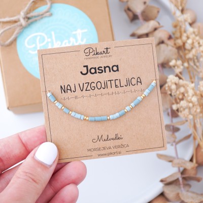 Personalizirano darilo za vzgojiteljico - Morsejeva verižica z napisom NAJ VZGOJITELJICA