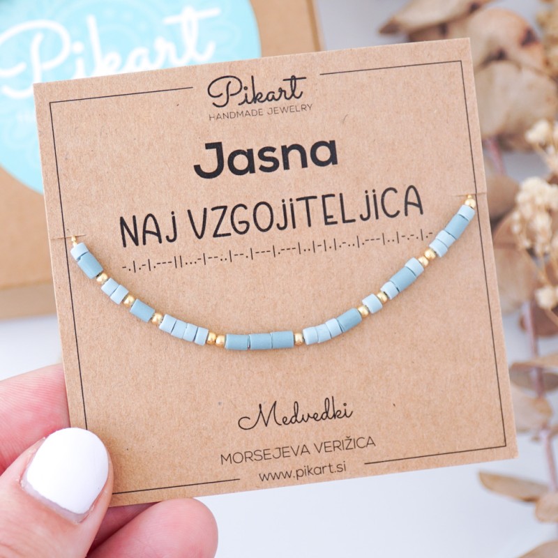 Personalizirano darilo za vzgojiteljico - Morsejeva verižica z napisom NAJ VZGOJITELJICA