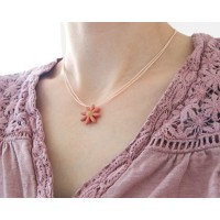Gift for teacher - coral flower pendant necklace