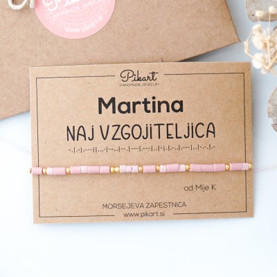 Unikatno darilo za vzgojiteljico - Morsejeva zapestnica z napisom NAJ VZGOJITELJICA