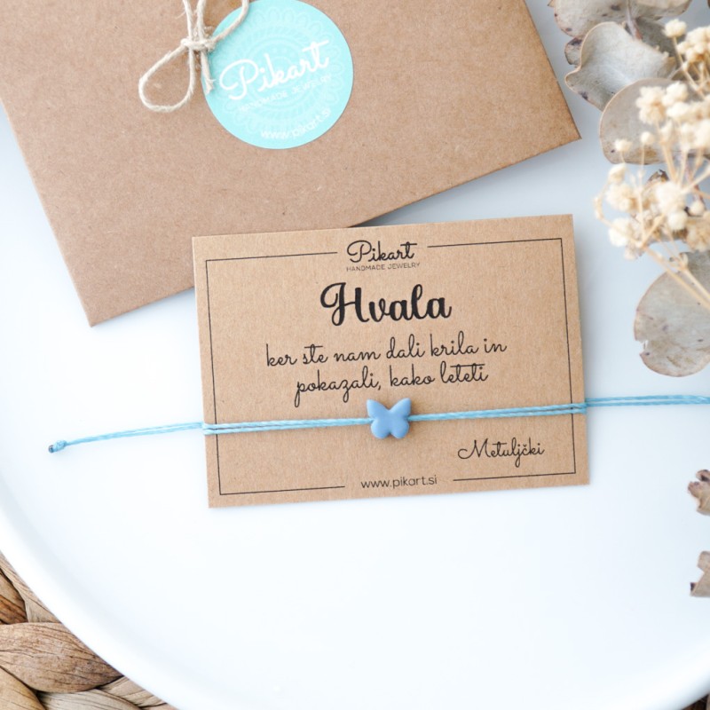 Zapestnica z metuljčkom – darilo za vzgojiteljico ali učiteljico