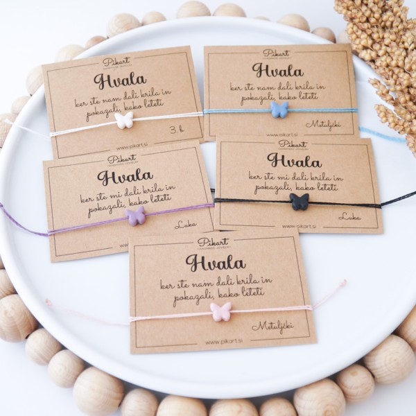 Zapestnica z metuljčkom – darilo za vzgojiteljico ali učiteljico