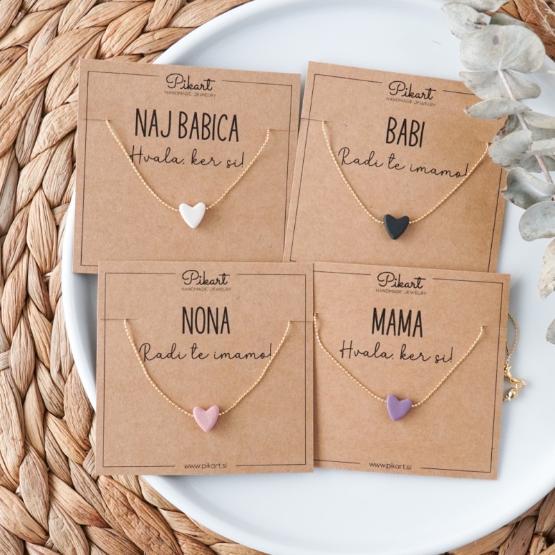 Darilo za babico - zlata verižica s srčkom