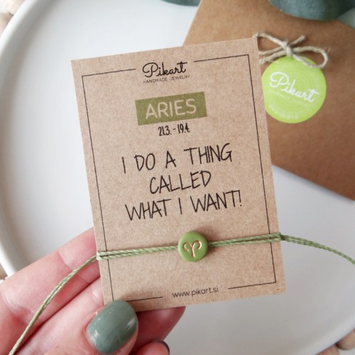 ARIES bracelet with a funny quote card