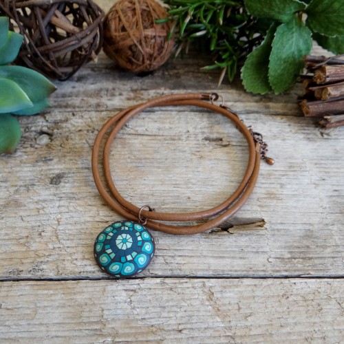 Bohemian Brown and Teal Choker Necklace