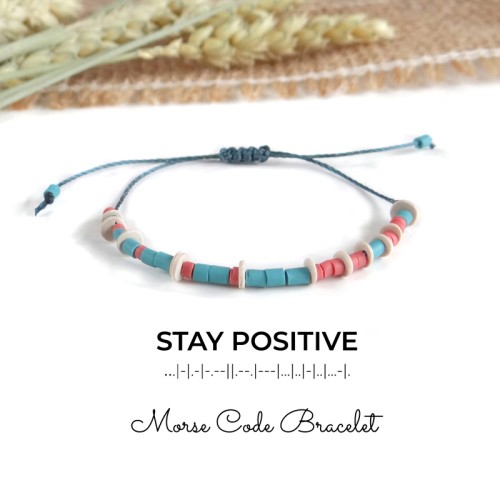 Personalized Morse Code Bracelet with a Hidden Message STAY POSITIVE