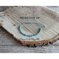 Turquoise Morse Code Bracelet with Secret Message NEVER GIVE UP