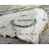 LIFE IS BEAUTIFUL Green Beaded Morse Code Bracelet