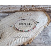 Morse Code Bracelet with Secret Message CARPE DIEM in Earthy Colors