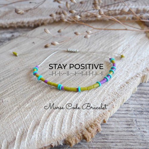 Colorful Morse Code Bracelet with a Hidden Message STAY POSITIVE