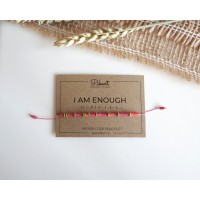 I AM ENOUGH Morse Code Bracelet in Coral and Pink