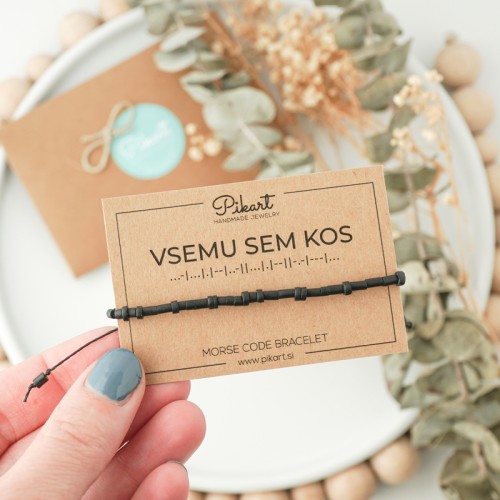 Black Morse Code Bracelet with Secret Message VSEMU SEM KOS