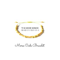 Yellow Morse Code Bracelet with Secret Message TI SI MOJE SONCE
