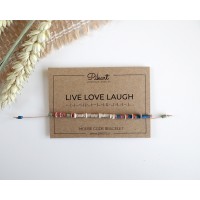 Personalizirana zapestnica s skritim sporočilom LIVE LOVE LAUGH v Morsejevi abecedi
