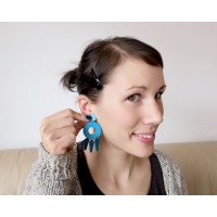 Modern statement dangle earrings in blue