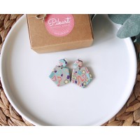 Colorful abstract clay earrings