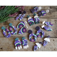 Purple Flower Dangle Earrings