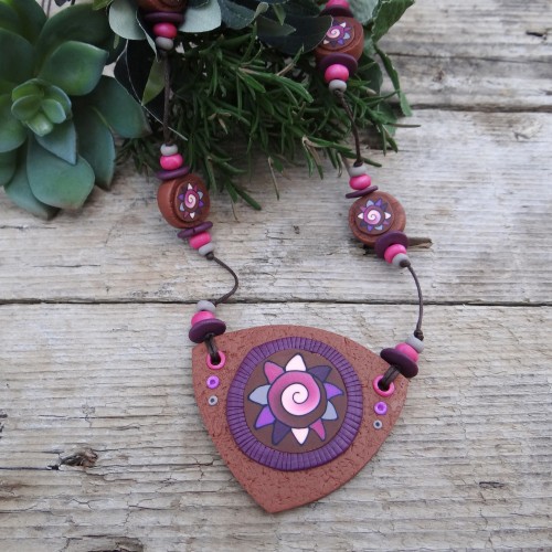 Long Earthy Statement Necklace with Adjustable Length