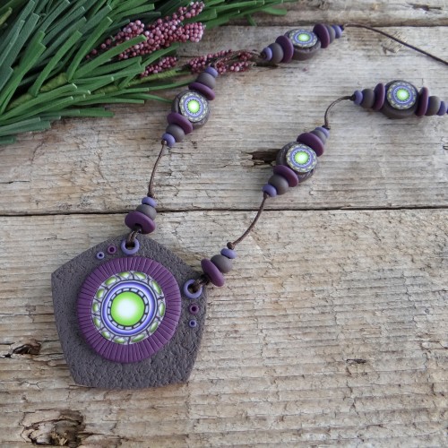 Long Handmade Necklace with a Large Focal Bead