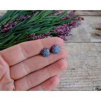 Black and White Floral Stud Earrings