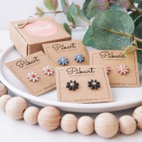 Handmade daisy stud earrings in different colors