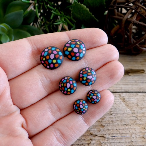Cool Colorful Funky Abstract Clip On Earrings