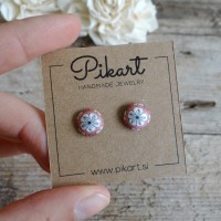 Coral Clip On Earrings with Flower Design