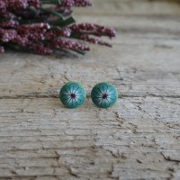 Zeleno turkizni uhani rožice - Fimo nakit
