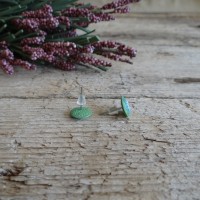 Zeleno turkizni uhani rožice - Fimo nakit