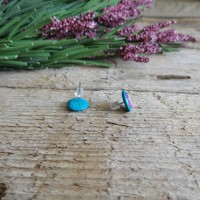 Cute Stud Earrings - Magenta and Turquoise Floral Earrings
