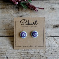 Mint Earrings Studs with Flower Design