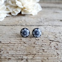 Black and White Clip On Earrings