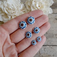 Blue Stud Earrings - Flower Jewelry